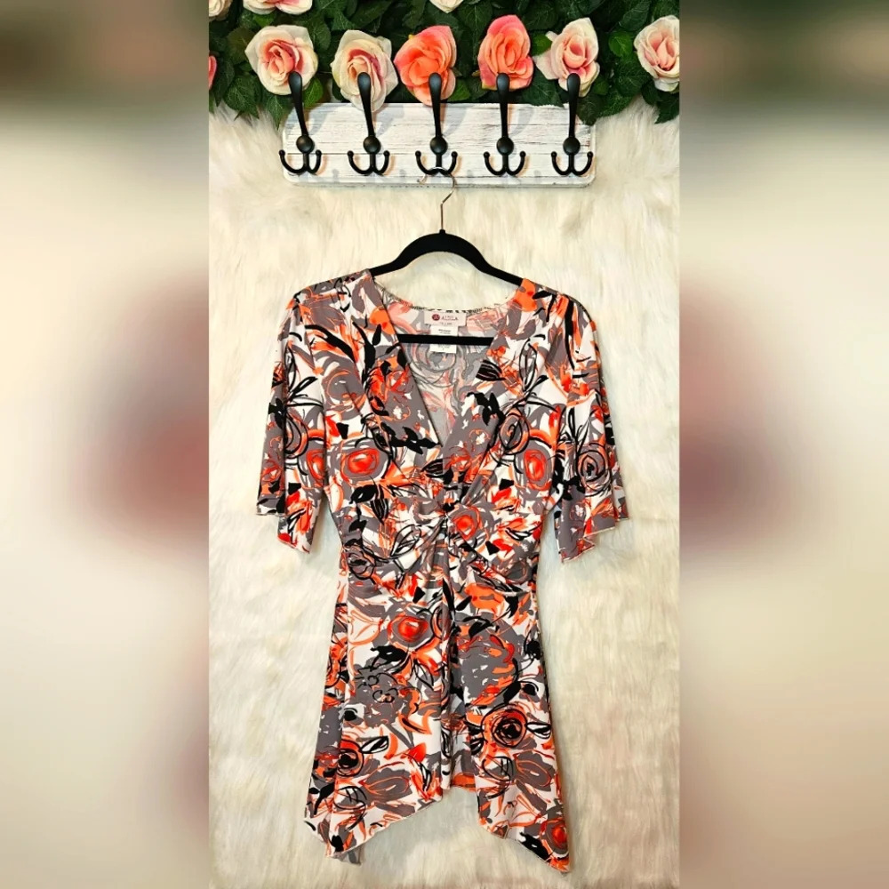 Aldila Colorful Curved Hem Mini Dress Tunic (NWOT)